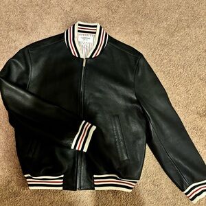 Thom Browne Deerskin Varsity Leather Bomber Jacket
